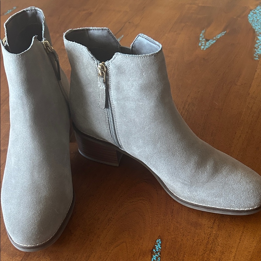 Cole Haan Light Gray Suede Ankle Booties